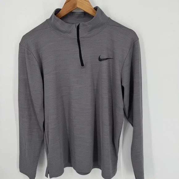Nike Dri-FIT Gray Long Sleeve 1/4 Zip Pullover Athletic Top Women's Medium - Picture 2 of 6